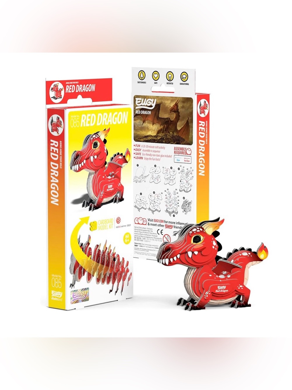 🐉 NWT Eugy Red Dragon 3D Cardboard Model Kit 🐉